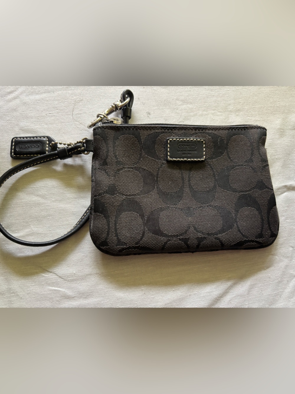 Coach Black/Brown Signature Canvas Wristlet